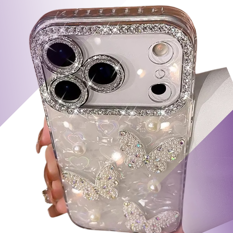 Coque iPhone papillons luxe perlé - Rivedoña