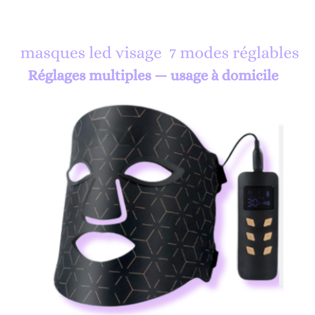 image du masque led visage avec sa télécommande et le nom du produit