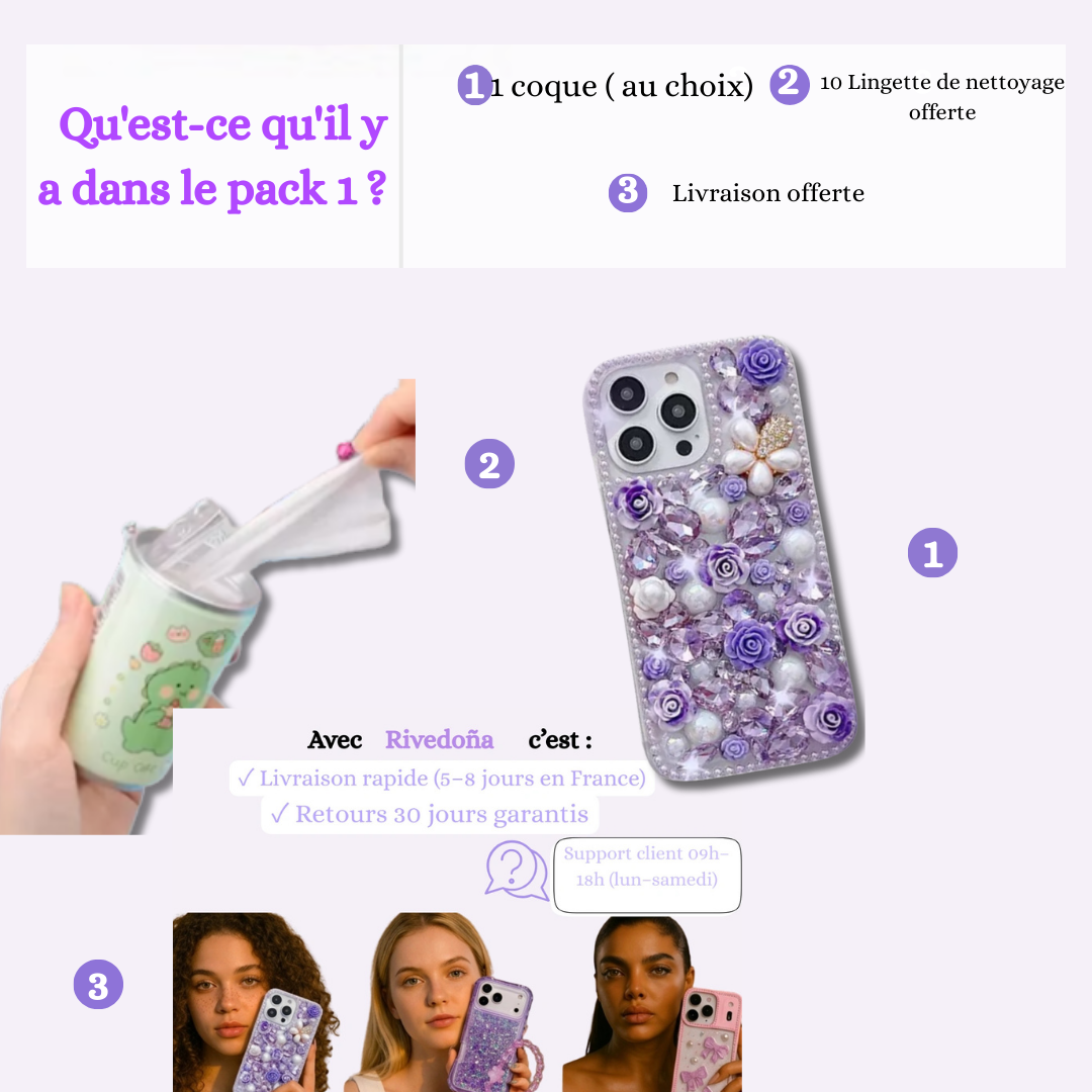 Coque iPhone Roses de Cristal - Rivedoña