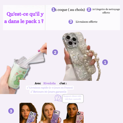 Coque iPhone papillons luxe perlé - Rivedoña