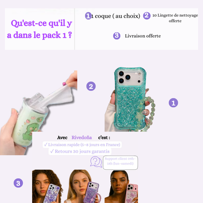 Coque iPhone paillettes lilas dream - Rivedoña