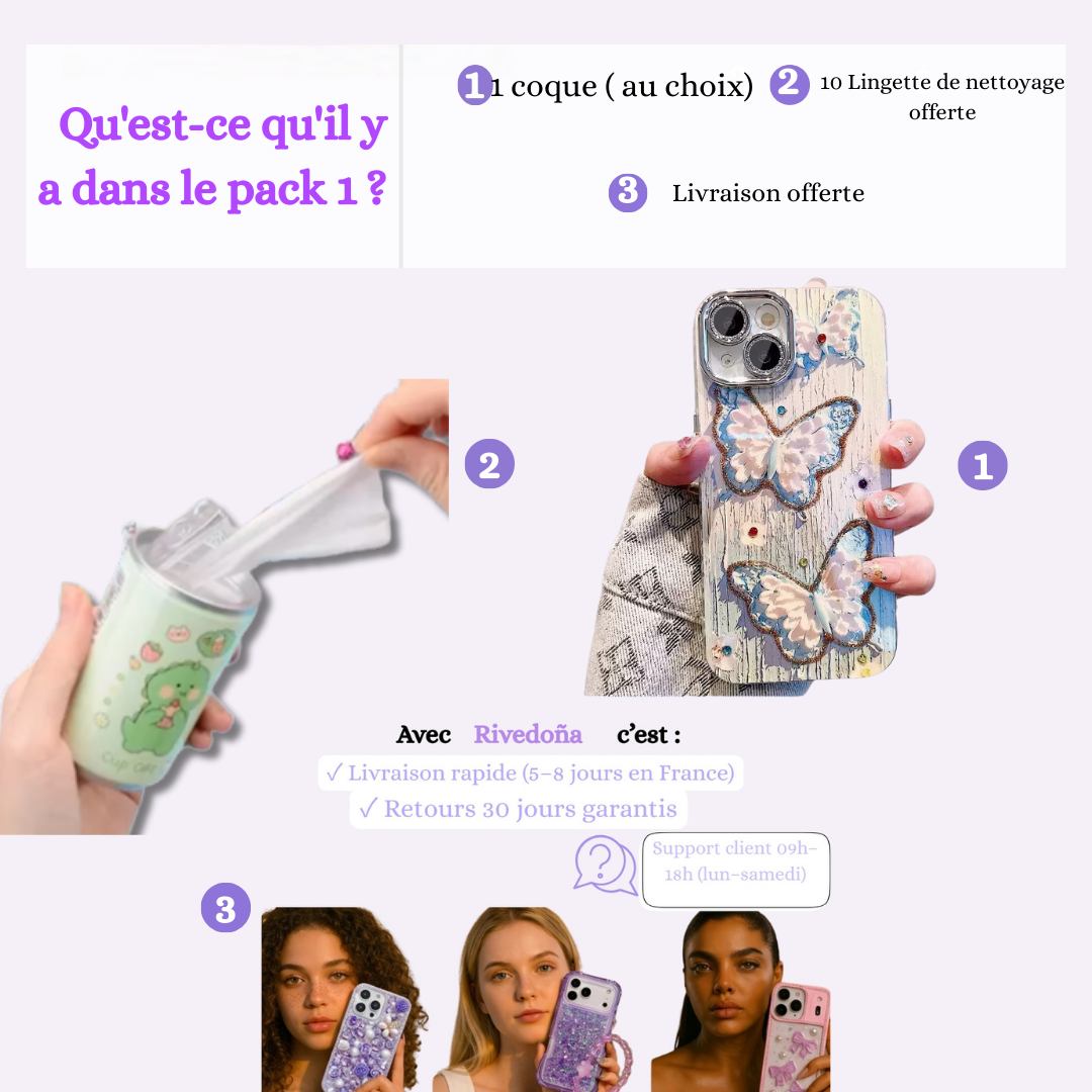 Coque iPhone fleurs 3D pastel - Rivedoña