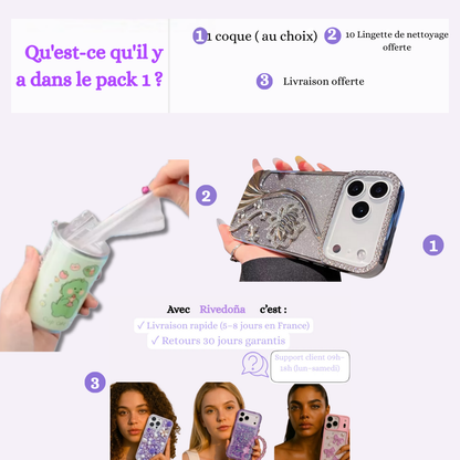 Coque iPhone fleur doré glamour - Rivedoña