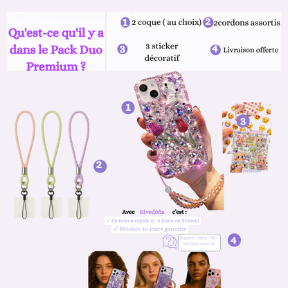 Coque iPhone bouquet cristal rose - Rivedoña