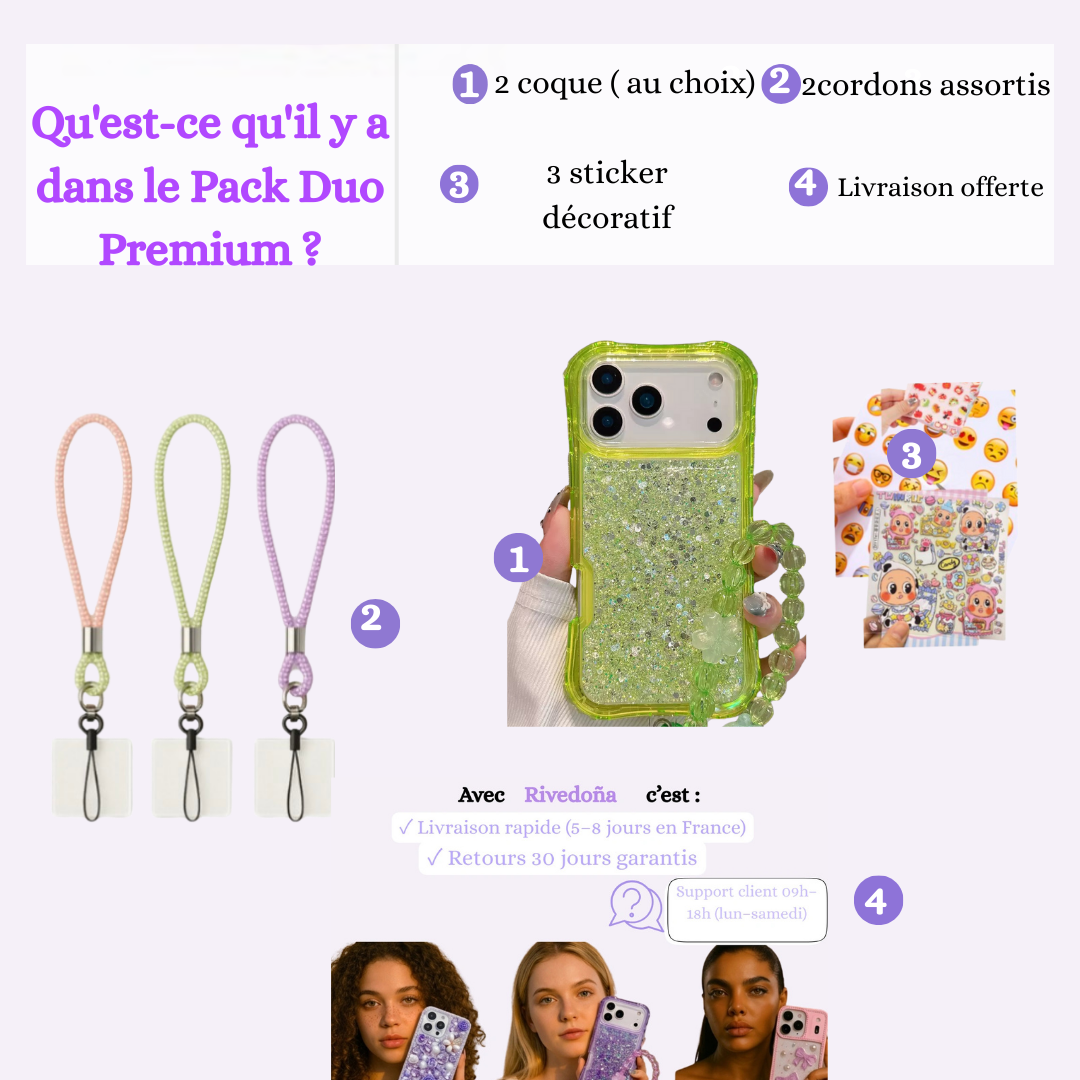 Coque iPhone paillettes lilas dream - Rivedoña