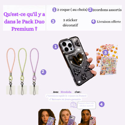 Coque iPhone cœur miroir cristal - Rivedoña