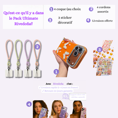 Coque iPhone papillons luxe perlé - Rivedoña