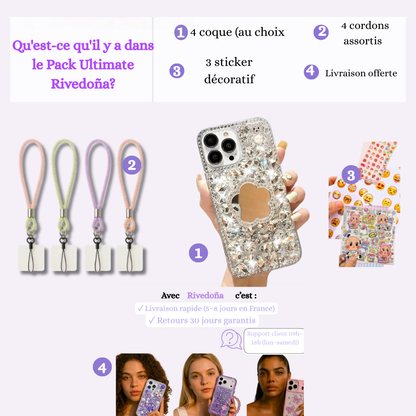 Coque iPhone cœur miroir étoilé - Rivedoña
