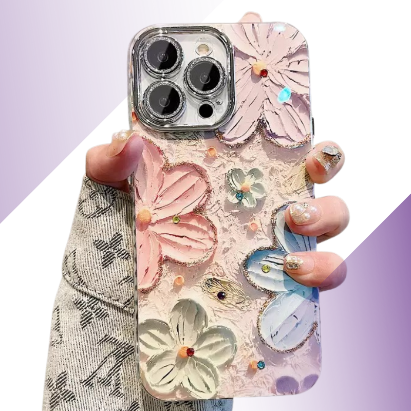 Coque iPhone fleurs 3D pastel - Rivedoña
