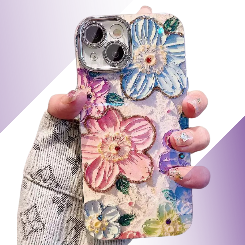Coque iPhone fleurs 3D pastel - Rivedoña