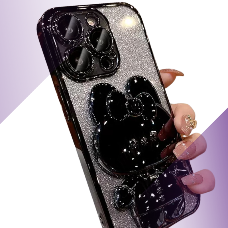 Coque iPhone ourson rose métal - Rivedoña