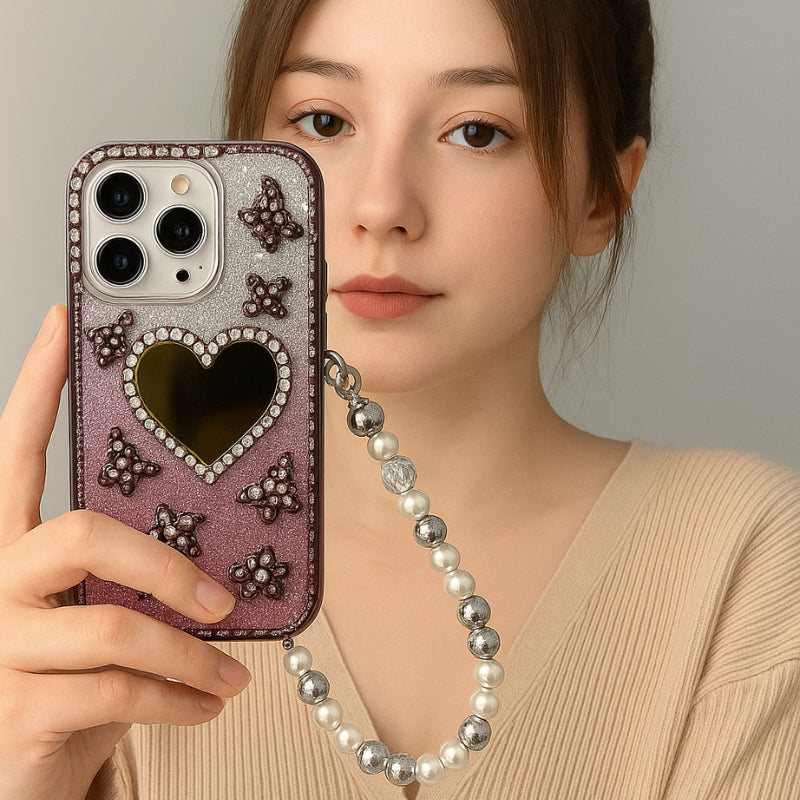 Coque iPhone cœur miroir cristal - Rivedoña