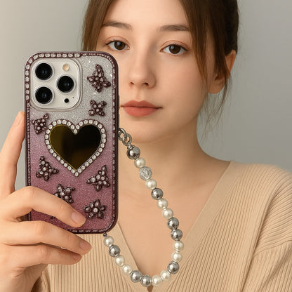Coque iPhone cœur miroir cristal - Rivedoña