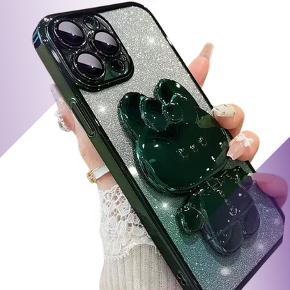 Coque iPhone ourson rose métal - Rivedoña