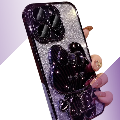 Coque iPhone ourson rose métal - Rivedoña