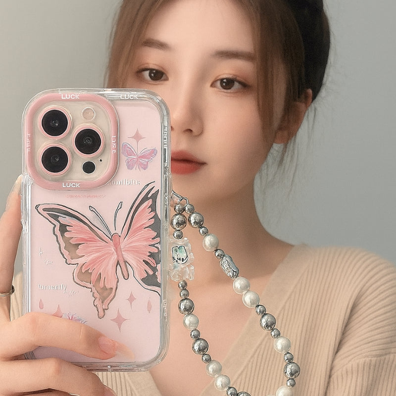 Coque iPhone grand papillon rose - Rivedoña