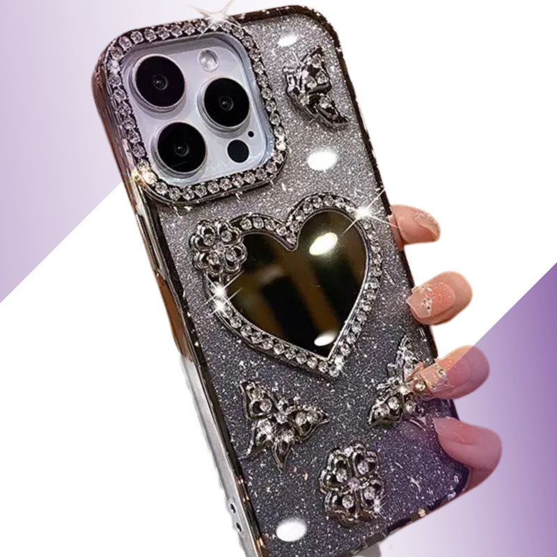 Coque iPhone cœur miroir cristal - Rivedoña