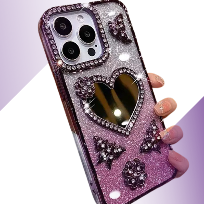 Coque iPhone cœur miroir cristal - Rivedoña