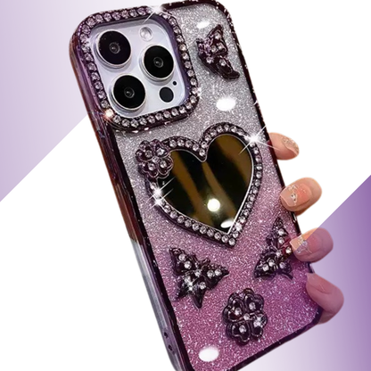 Coque iPhone cœur miroir cristal - Rivedoña