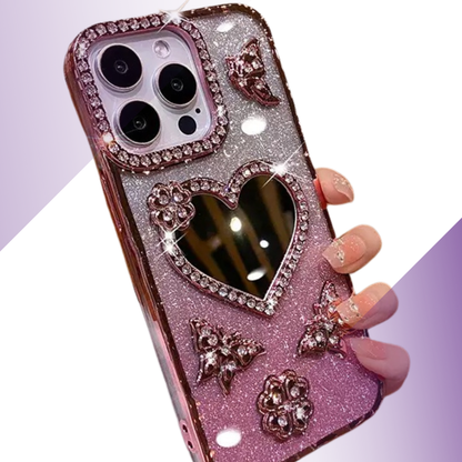 Coque iPhone cœur miroir cristal - Rivedoña