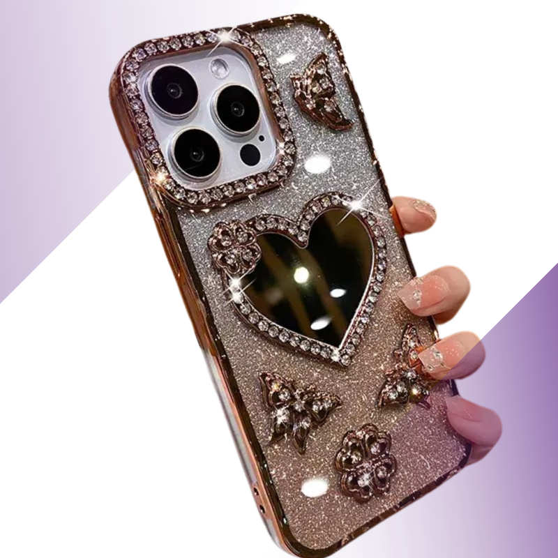 Coque iPhone cœur miroir cristal - Rivedoña