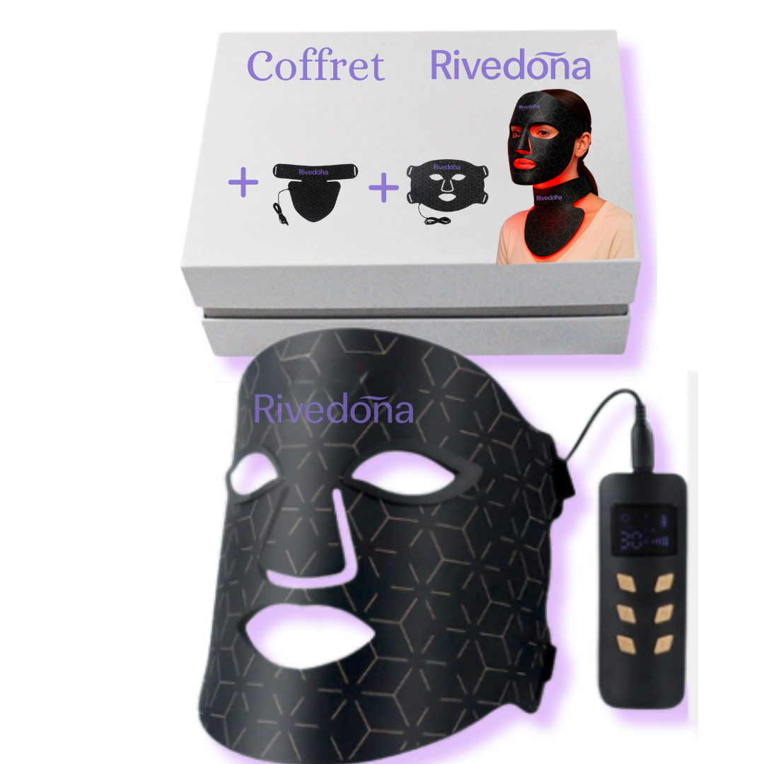 Masque LED visage Rivedoña avec bande cou/menton et contrôleur


