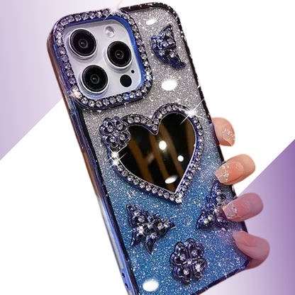 Coque iPhone cœur miroir cristal - Rivedoña