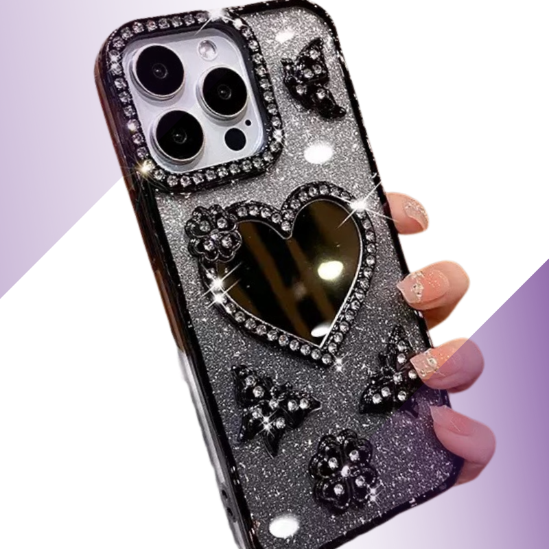Coque iPhone cœur miroir cristal - Rivedoña