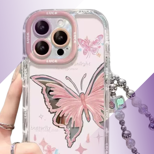 Coque iPhone grand papillon rose - Rivedoña