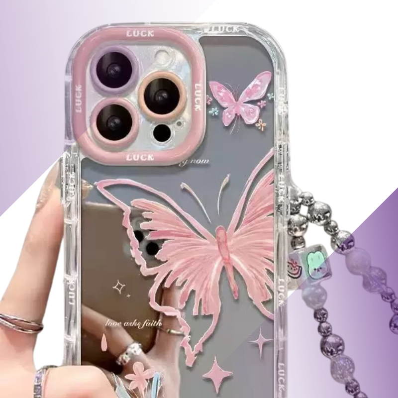 Coque iPhone grand papillon rose - Rivedoña