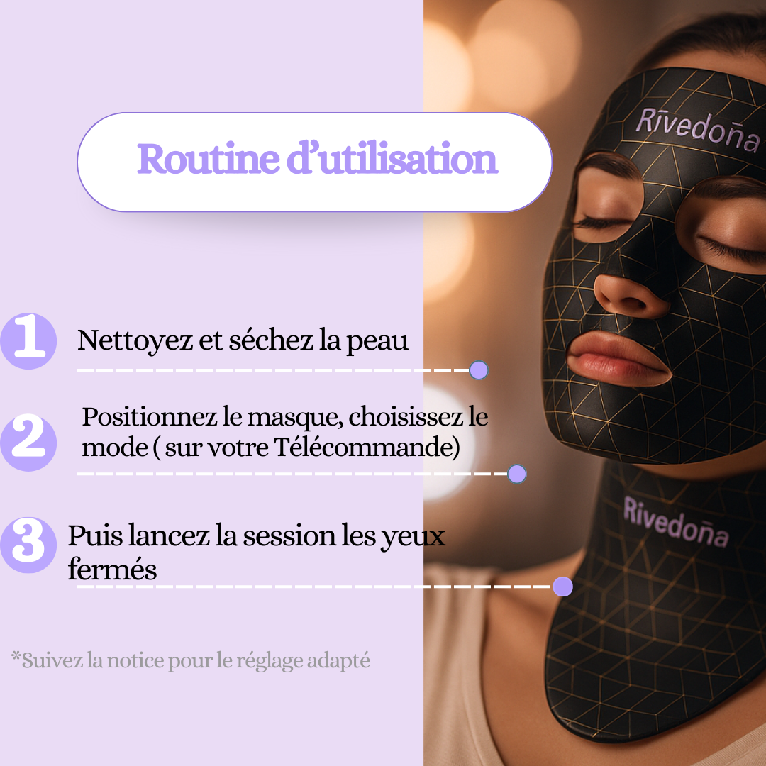 masque led visage — LED 7 modes réglables — hommes et femmes — Rivedoña