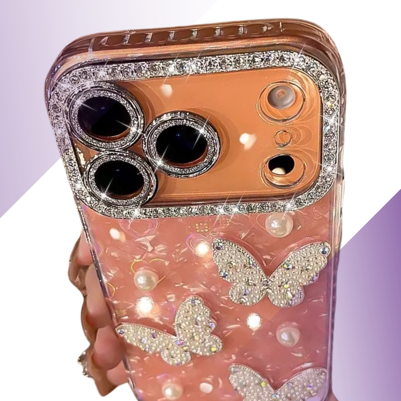 Coque iPhone papillons luxe perlé - Rivedoña