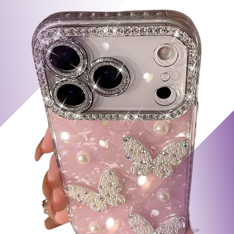 Coque iPhone papillons luxe perlé - Rivedoña