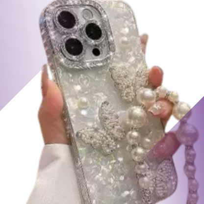 Coque iPhone papillons luxe perlé - Rivedoña