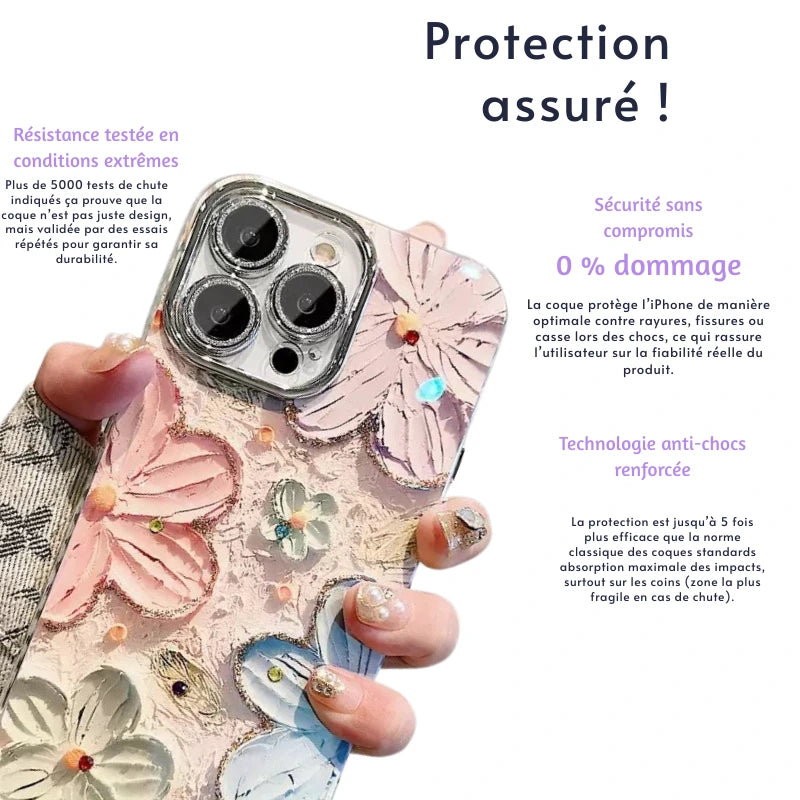 Coque iPhone fleurs 3D pastel - Rivedoña