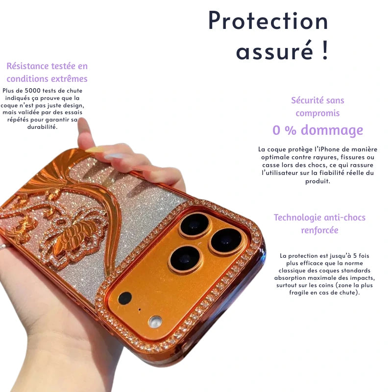 Coque iPhone fleur doré glamour - Rivedoña