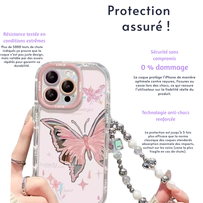 Coque iPhone grand papillon rose - Rivedoña
