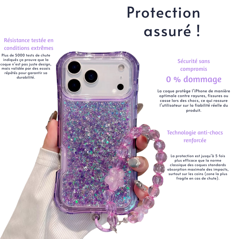 Coque iPhone paillettes lilas dream - Rivedoña