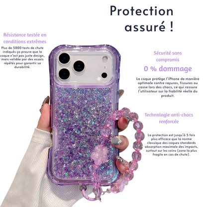Coque iPhone paillettes lilas dream - Rivedoña