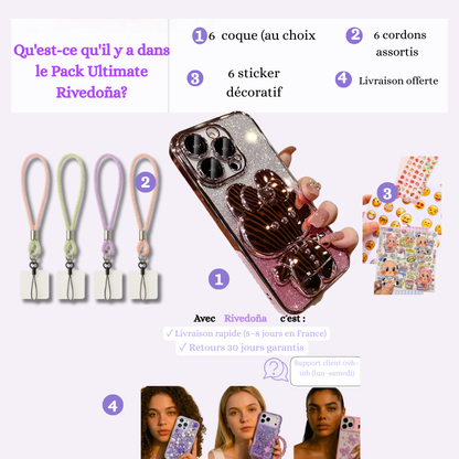 Coque iPhone ourson rose métal - Rivedoña