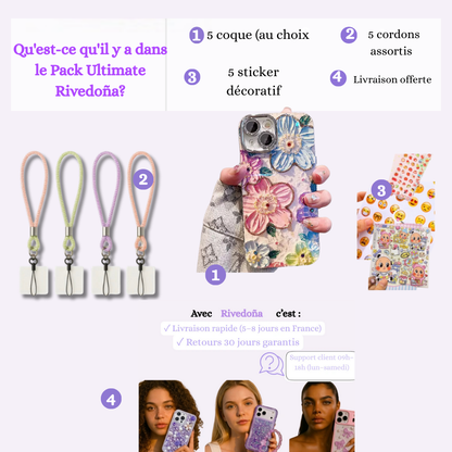 Coque iPhone fleurs 3D pastel - Rivedoña