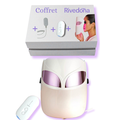 Masque LED visage Rivedoña 7 couleurs avec commande filaire, usage à domicile